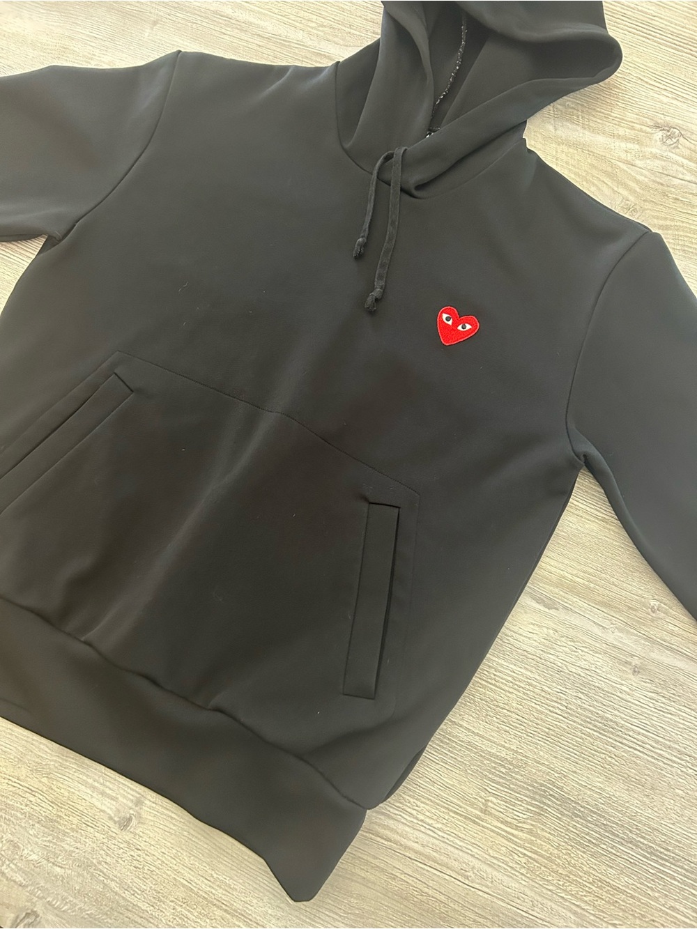 Comme des Garçons PLAY Red Heart Black Pullover Hoodie Large Men’s